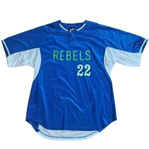 Alleson Athletic Baseball Jersey Rebels #22 Men's Size L Blue New With Tags